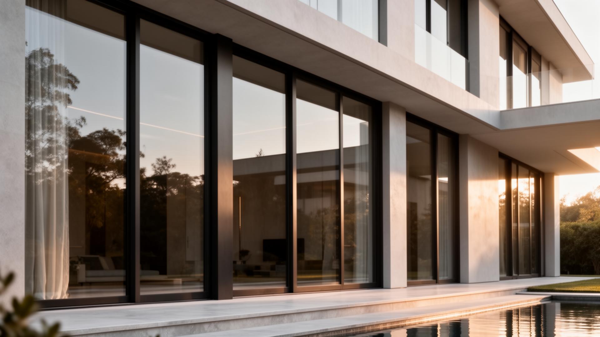 Moderne Architektur mit großen Fenstern